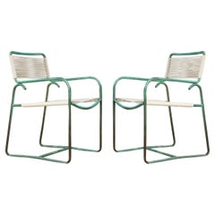 Pair of Original Walter Lamb for Brown Jordan Armchairs, New Cording, circa 1960