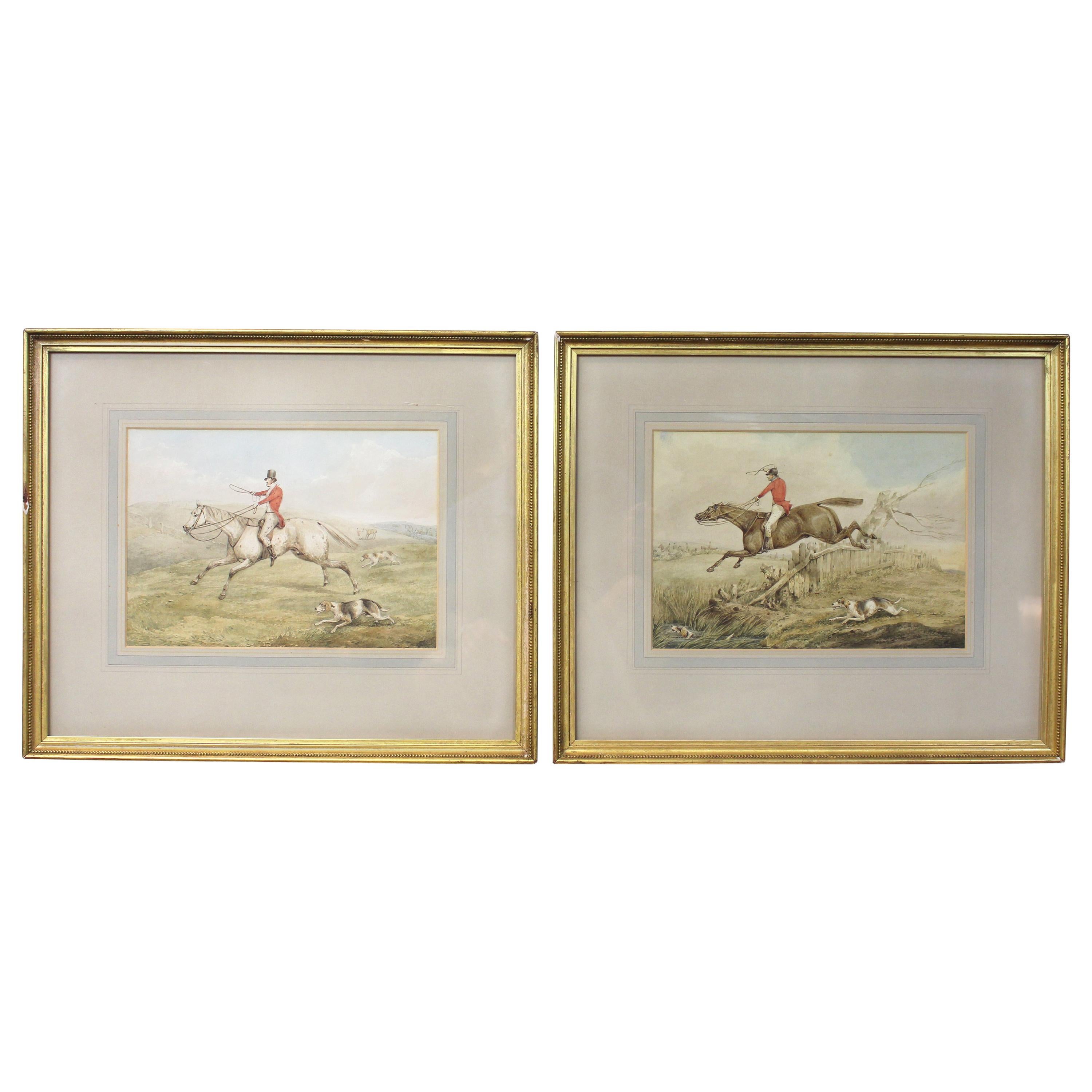 Pair of Original Watercolor Paintings by Henry Thomas Alken For Sale