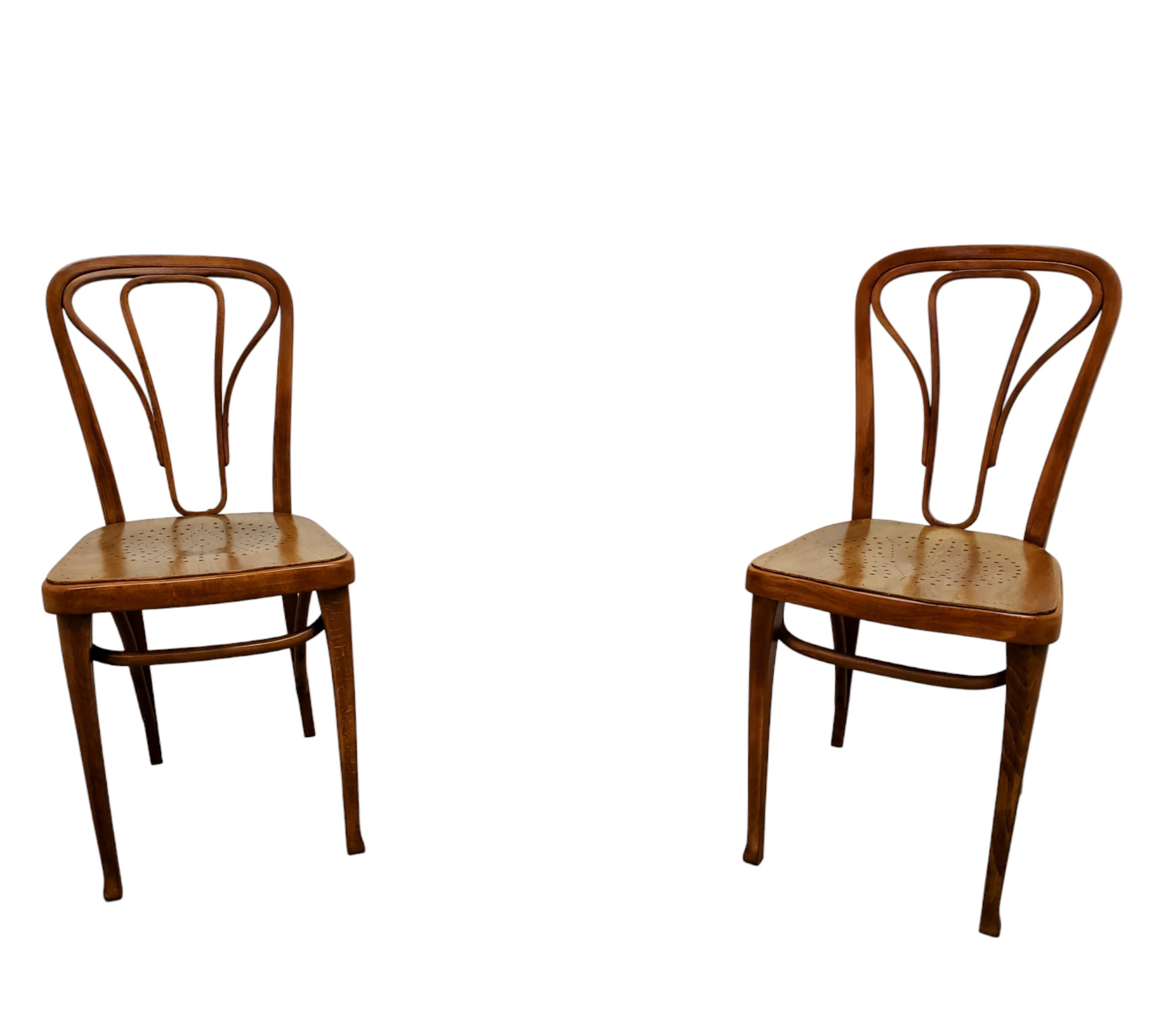 20th Century  Pair of Original Wiener Werkstätte Thonet Side /Slipper/ Accent / desk Chairs 