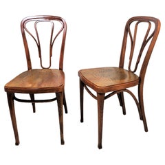 Paire de chaises originales Wiener Werkstätte Thonet pour bureau, d'appoint ou de détente