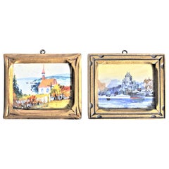 Pair of Original Willard Morse 'William' Mitchell Framed Watercolor Paintings