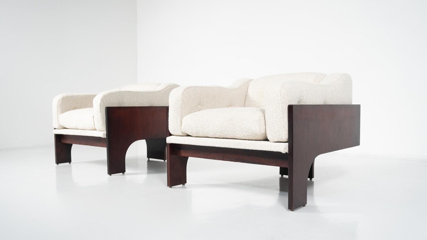 Mid-Century Modern Pair of Oriolo Armchairs by Claudio Salocchi for Sormani, 1960s For Sale