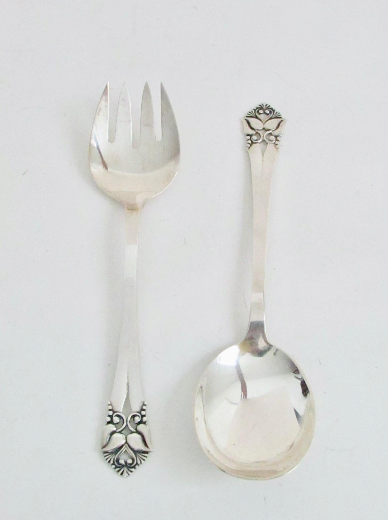 Poli Paire de pièces de service en argent sterling d'Orla Mogensen Denmark en vente