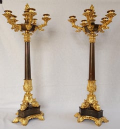 Coppia di candelabri in ormolu e bronzo patinato - inizio XIX secolo circa 1830