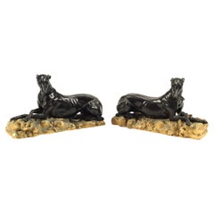Pair of Ormolu and Patinated Bronze Chenets, 19th Century French
