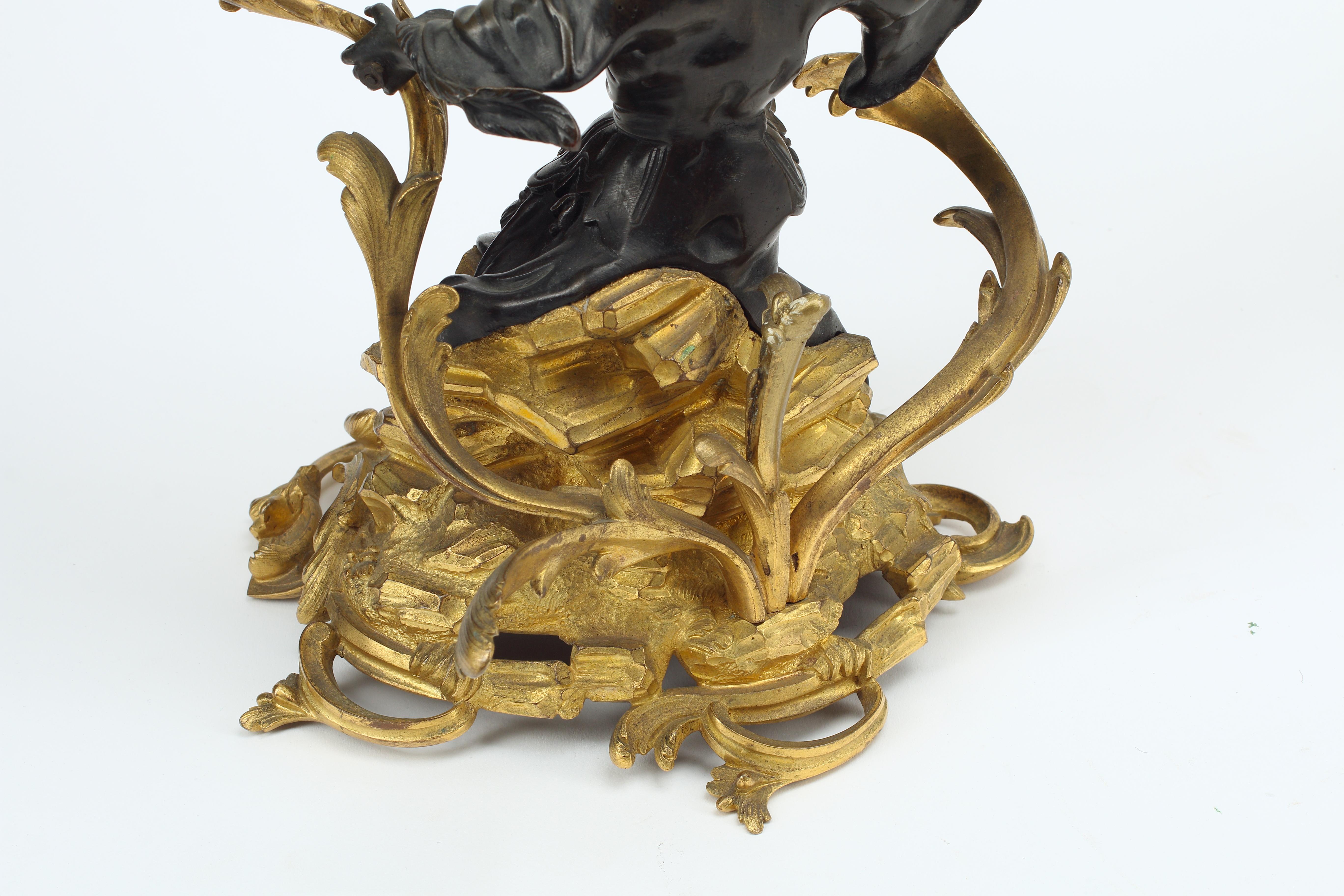 Pair of Ormolu and Patinated Bronze Chinoiserie Candelabra, 19th Century French For Sale 2