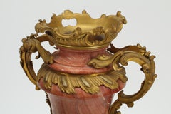 Pair of Ormolu Bronze and Red Marble Urns, French 19th Century