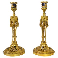 Antique Pair of Ormolu Candlesticks After the Model of Etienne Martincourt, by Millet