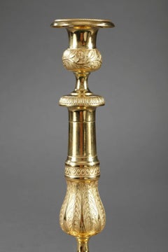 Pair of Ormolu Candlesticks with Palmettes and Flowers