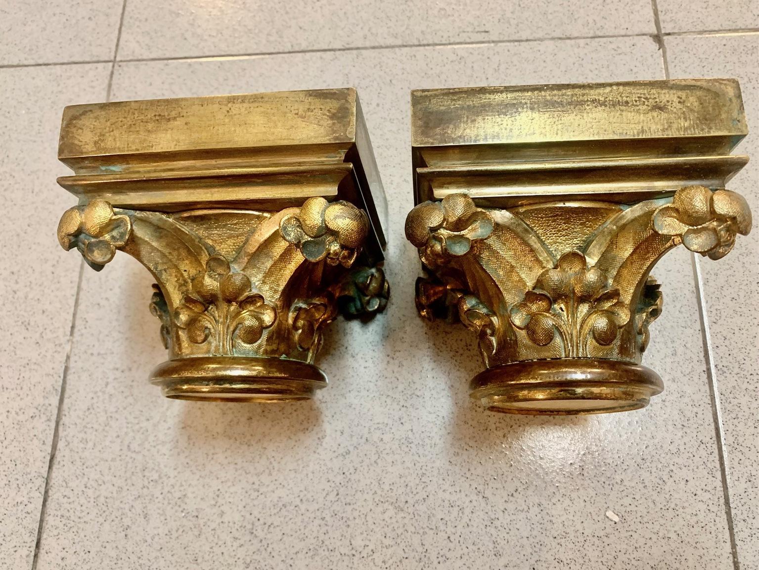 Pair of Ormolu Capitals in Neoclassical Style For Sale 6
