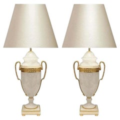 Coppia di lampade in cristallo di rocca con montatura in Ormolu