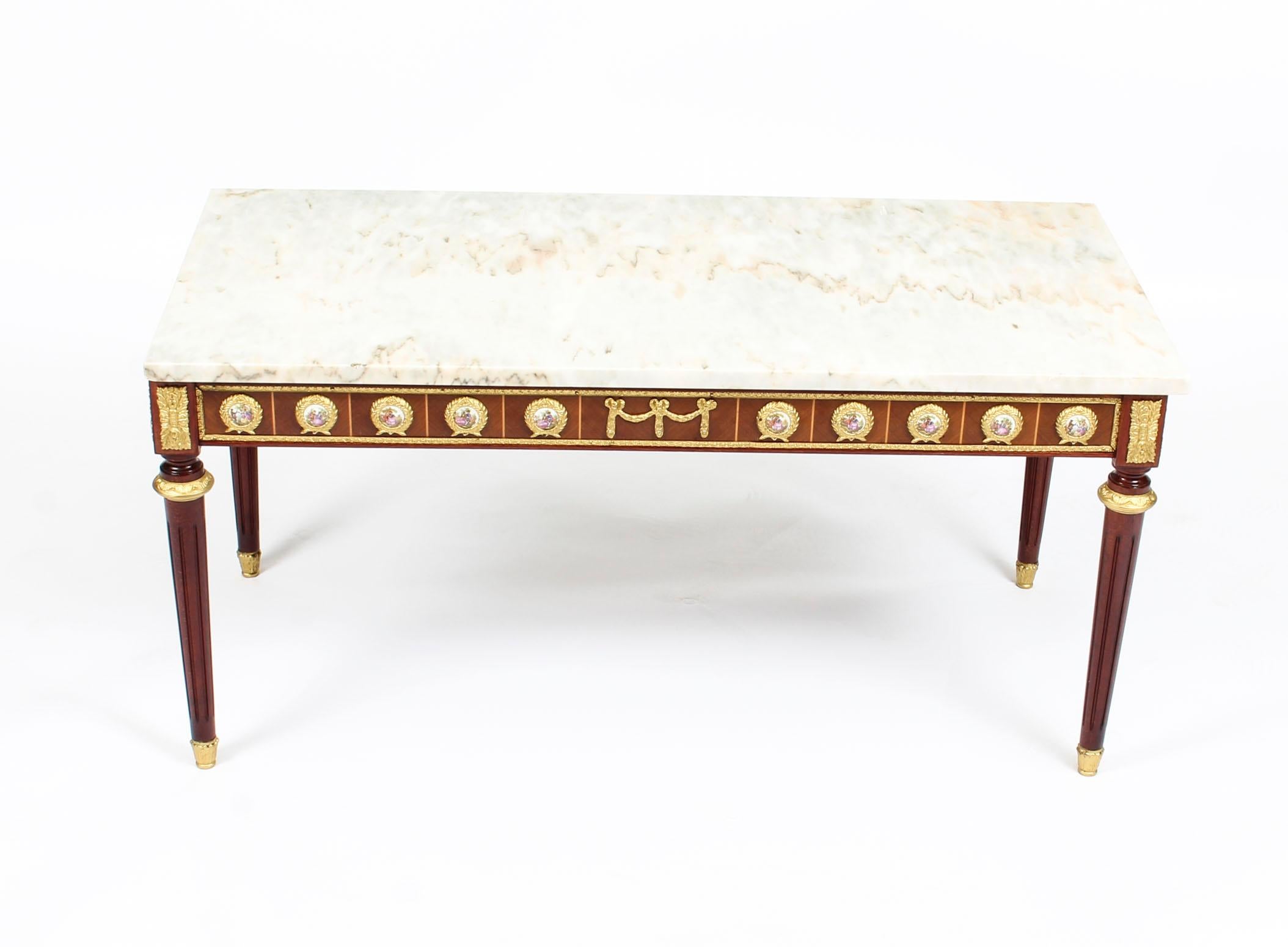 Pair of Ormolu Mounted Coffee Tables Marble Tops H&L Epstein Midcentury In Good Condition In London, GB