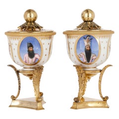 Pair of Ormolu Mounted Flight, Barr & Barr Porcelain Bowls of Persian Interest