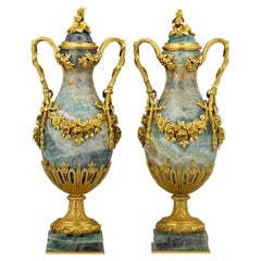 Antique Pair of Ormolu-Mounted Fluorspar Vases
