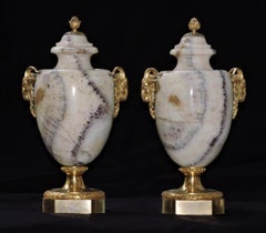 Pair of Ormolu-Mounted Napoleon III Fluorspar, Spath Fluor, Cassolettes