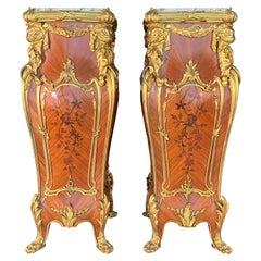 Pair of  Large Ormolu Mounted Pedestals After François Linke