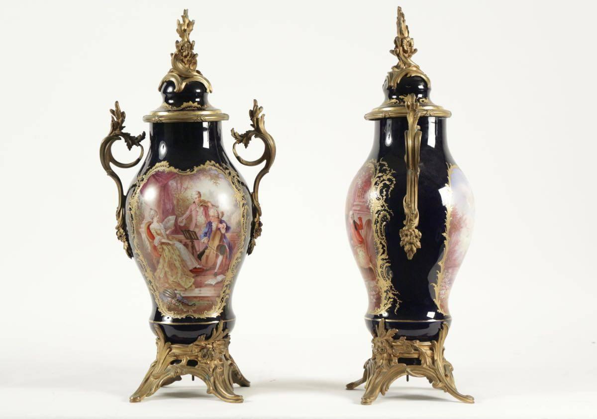 Pair of Ormolu Sevres Vases, 19th Century For Sale 1