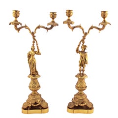 Pair of Ormolu Two Branch Candelabra