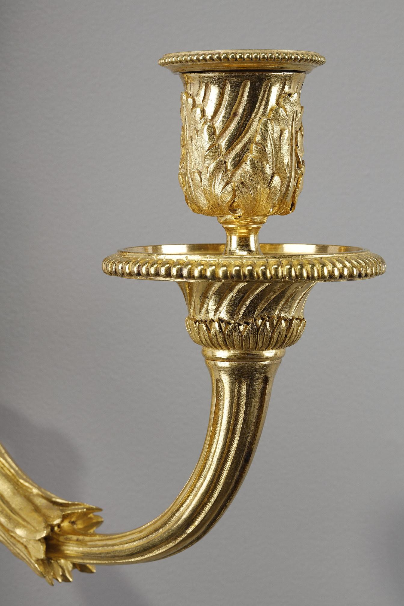 Pair of Ormulu Sconces in Louis XVI Style For Sale 2