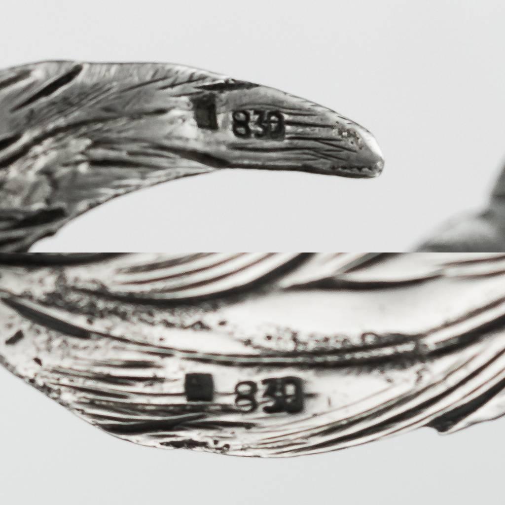 Pair of Ornamental German Silver Fighting Cockerels, circa 1910 For Sale 6