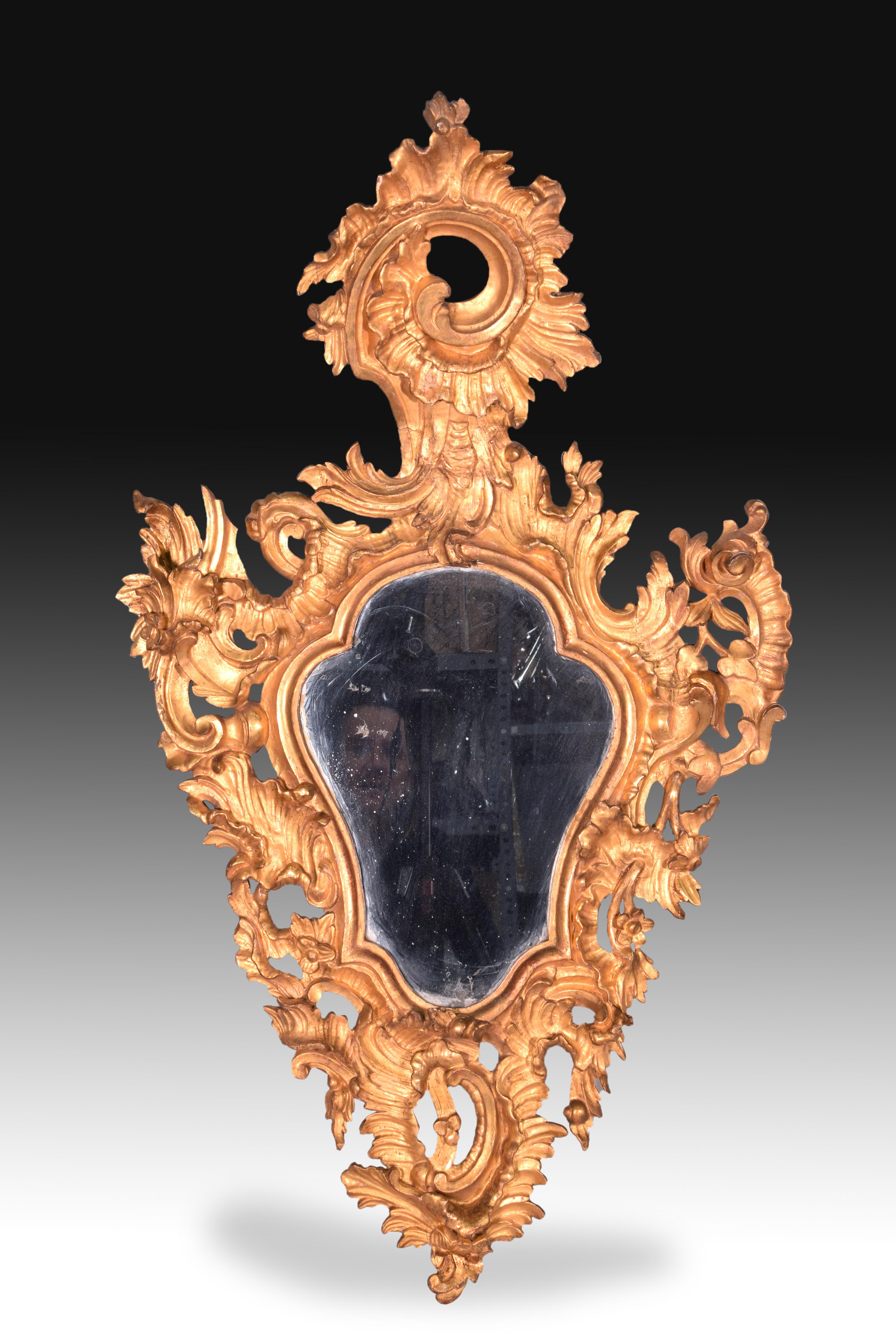 Rococo Pair of Ornamental Mirrors, Giltwood, Roccoco, 18th Century For Sale