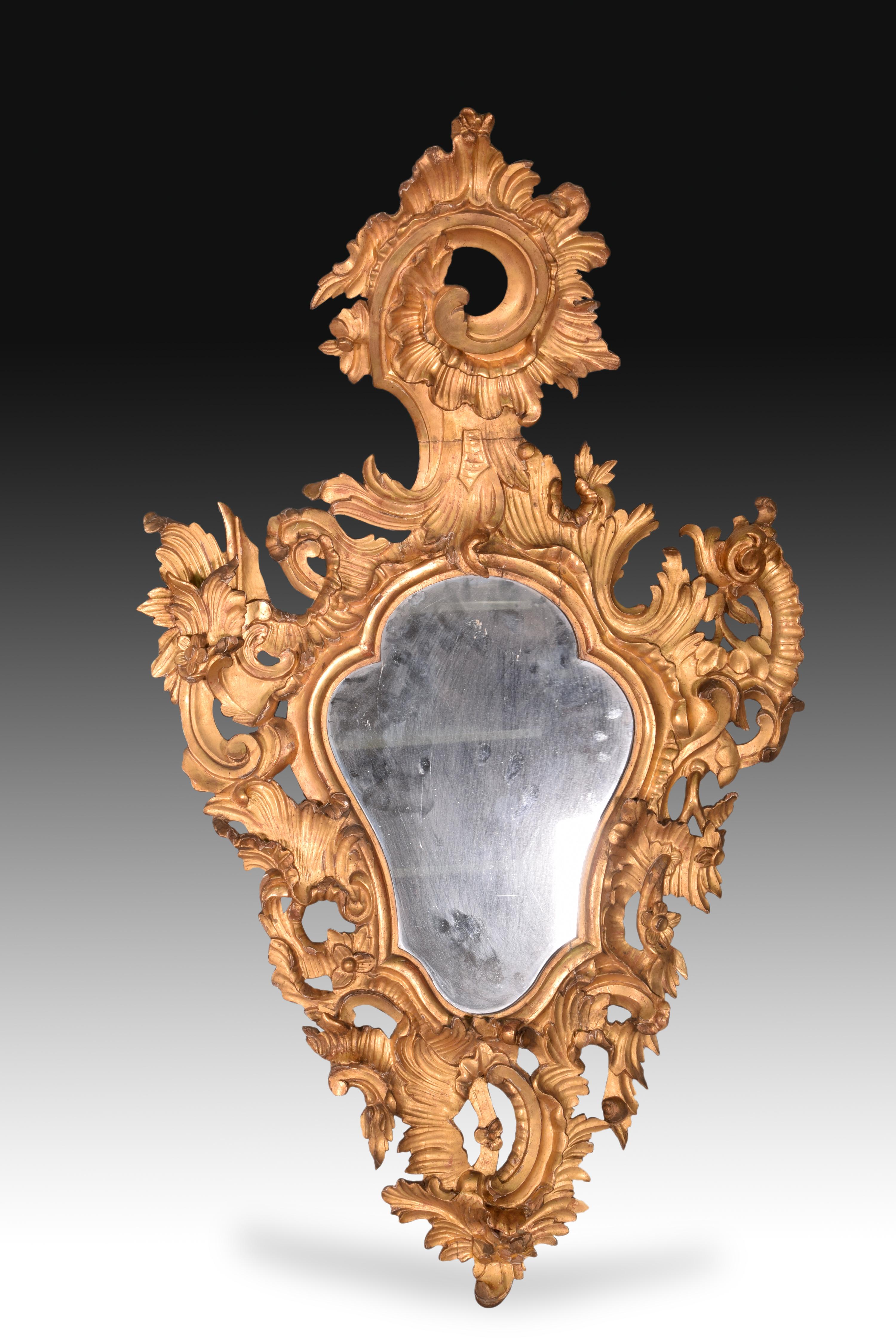 European Pair of Ornamental Mirrors, Giltwood, Roccoco, 18th Century For Sale