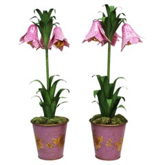 Pair of Hand-Painted Porcelain Flower Pots by Samuel Mazy, France
