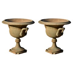 Pair of Ornamental Terracotta Goblet with Loop Handles, Early 20th Century