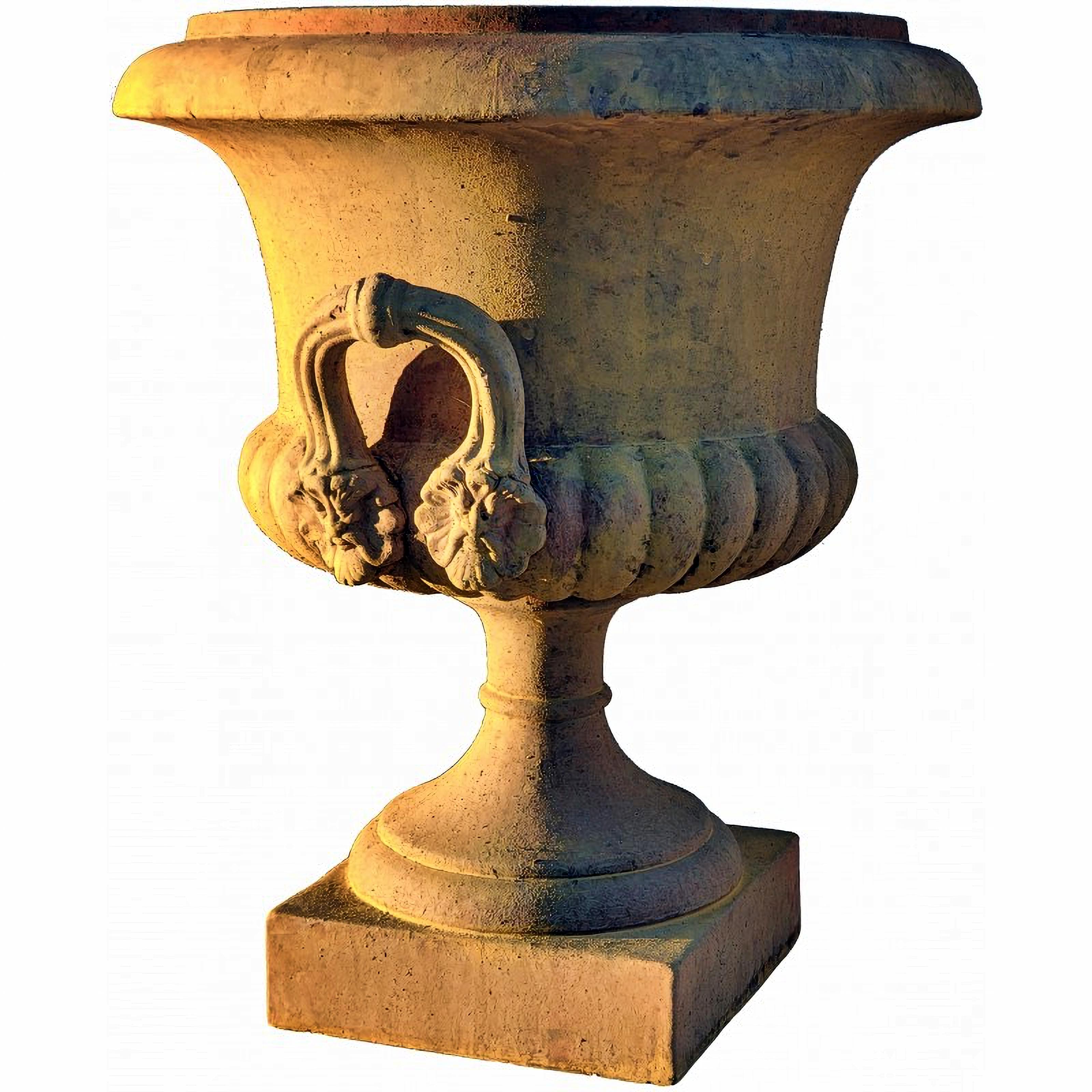 Hand-Crafted PAIR OF ORNAMENTAL TERRACOTTA GOBLETS WITH HANDLES end 20th Century For Sale