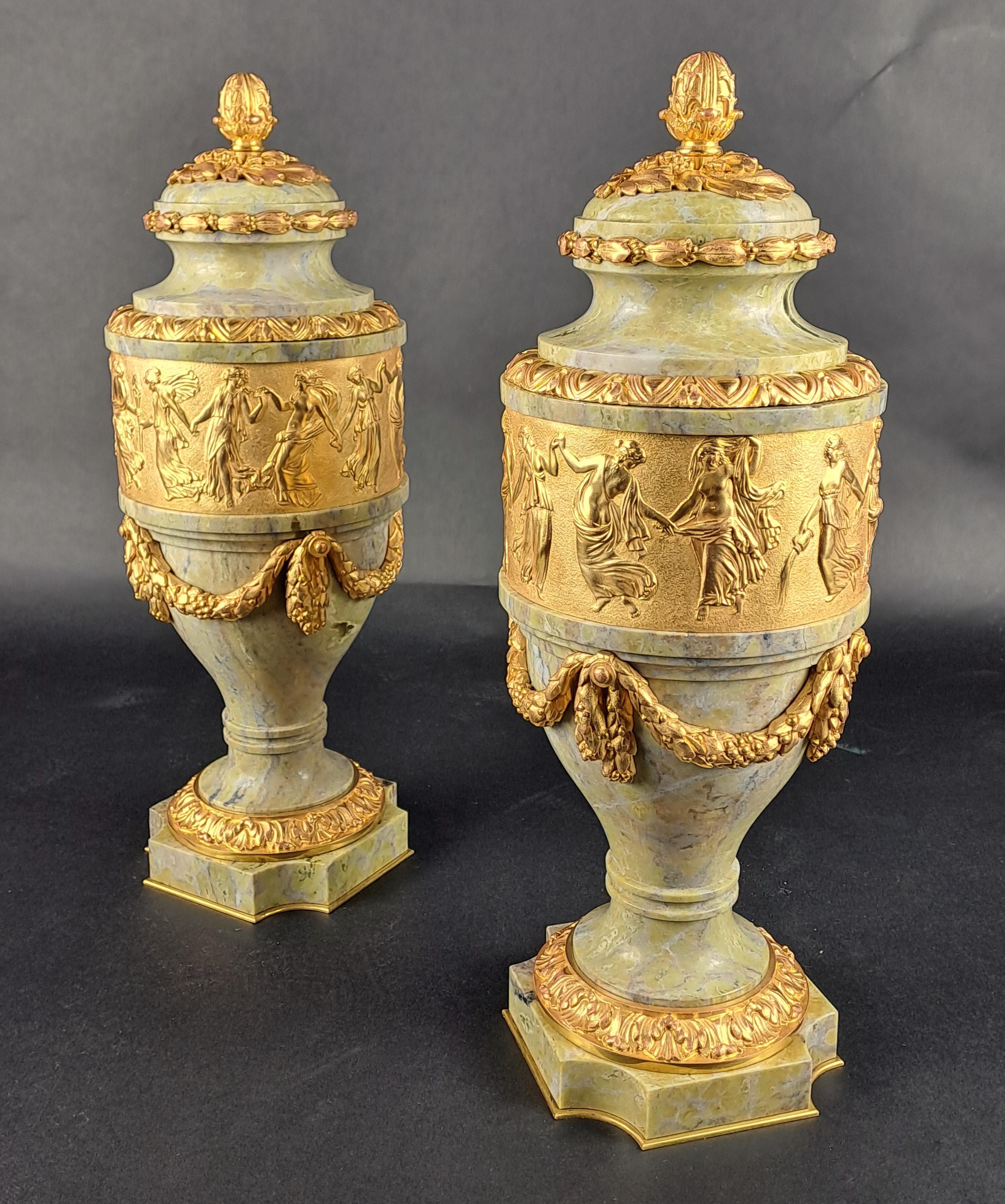 XX secolo Coppia di vasi ornamentali con timbro Jollet Anc. Colin, Paris in vendita