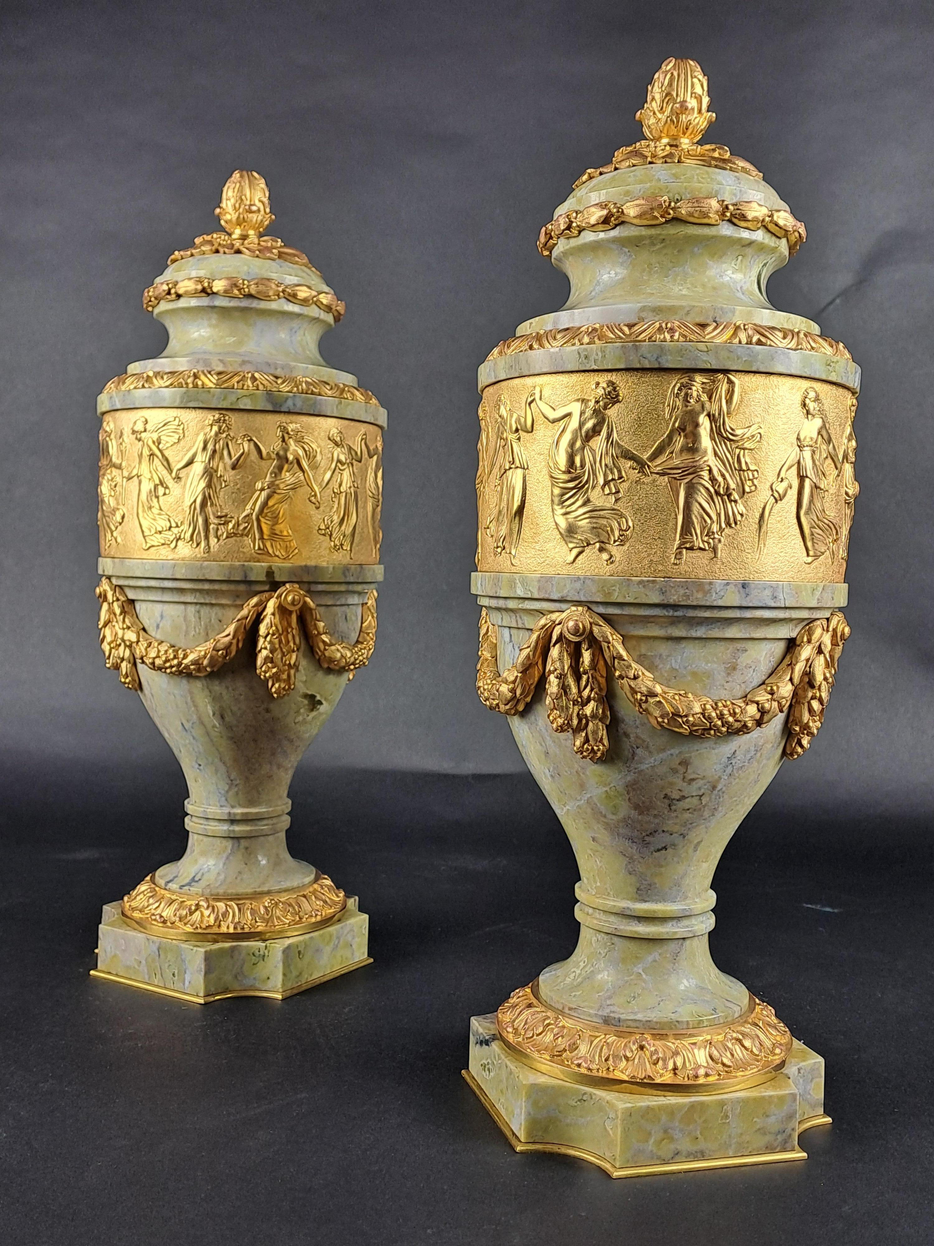 Bronzo Coppia di vasi ornamentali con timbro Jollet Anc. Colin, Paris in vendita