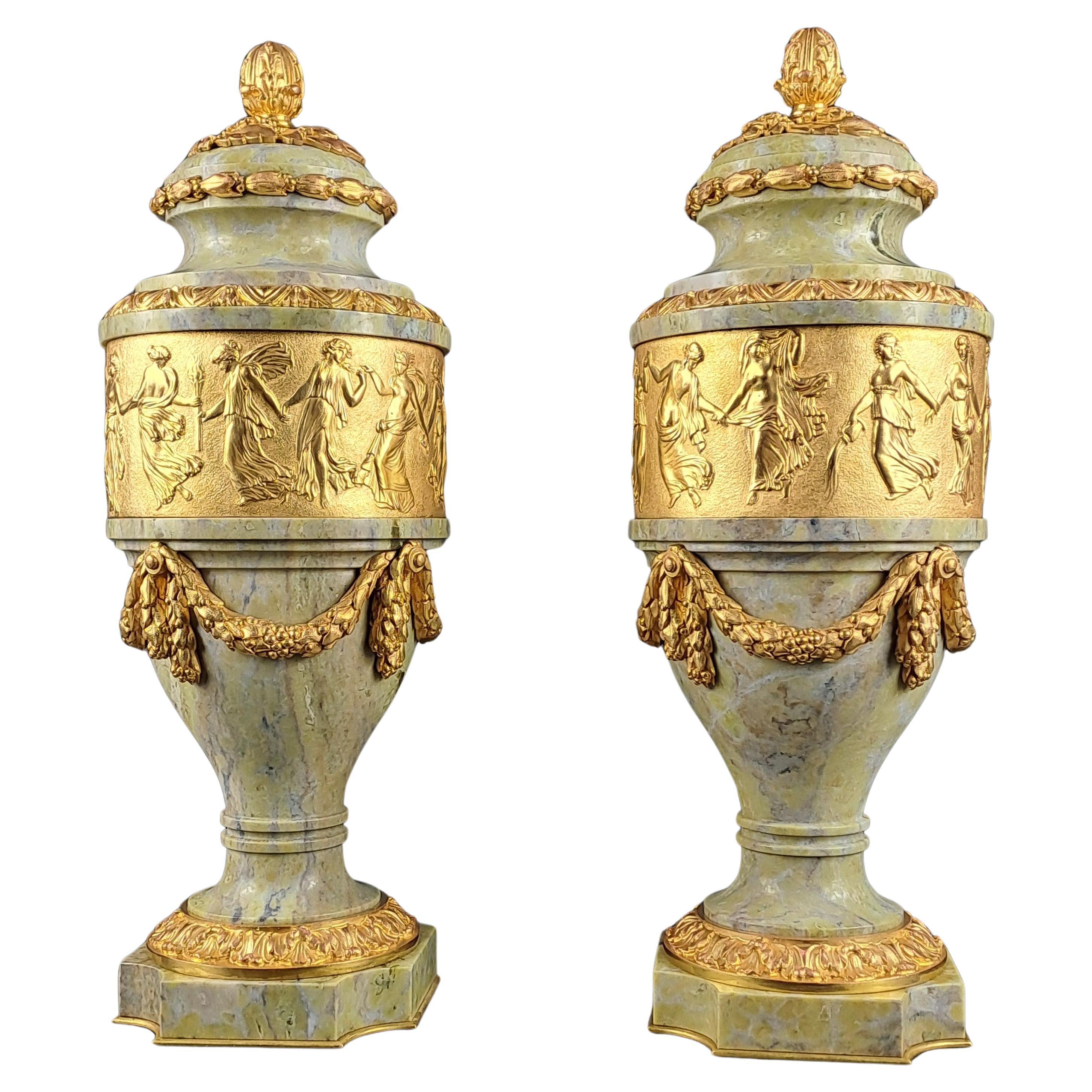 Coppia di vasi ornamentali con timbro Jollet Anc. Colin, Paris in vendita