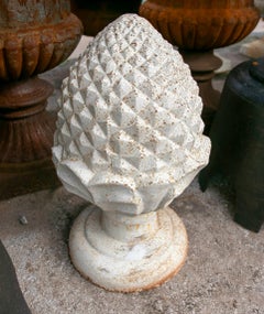 Pair of Ornamental White Iron Pineapples for Garden