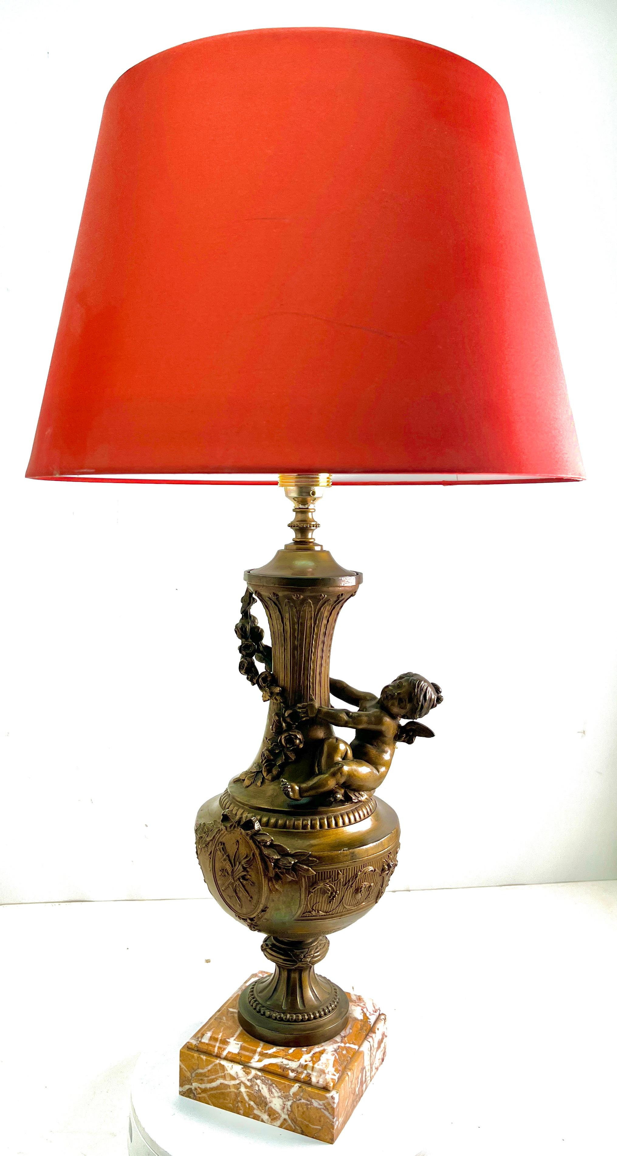 Pair of ornamented vases or lamps with little angels and richly decorated on Marble Base

As Service we can also make ornamental lamps out of it see photo.
The lamps are sold without lampshade.
Weight 5.3 Kg / 11.68 Pounds by Piece.


 