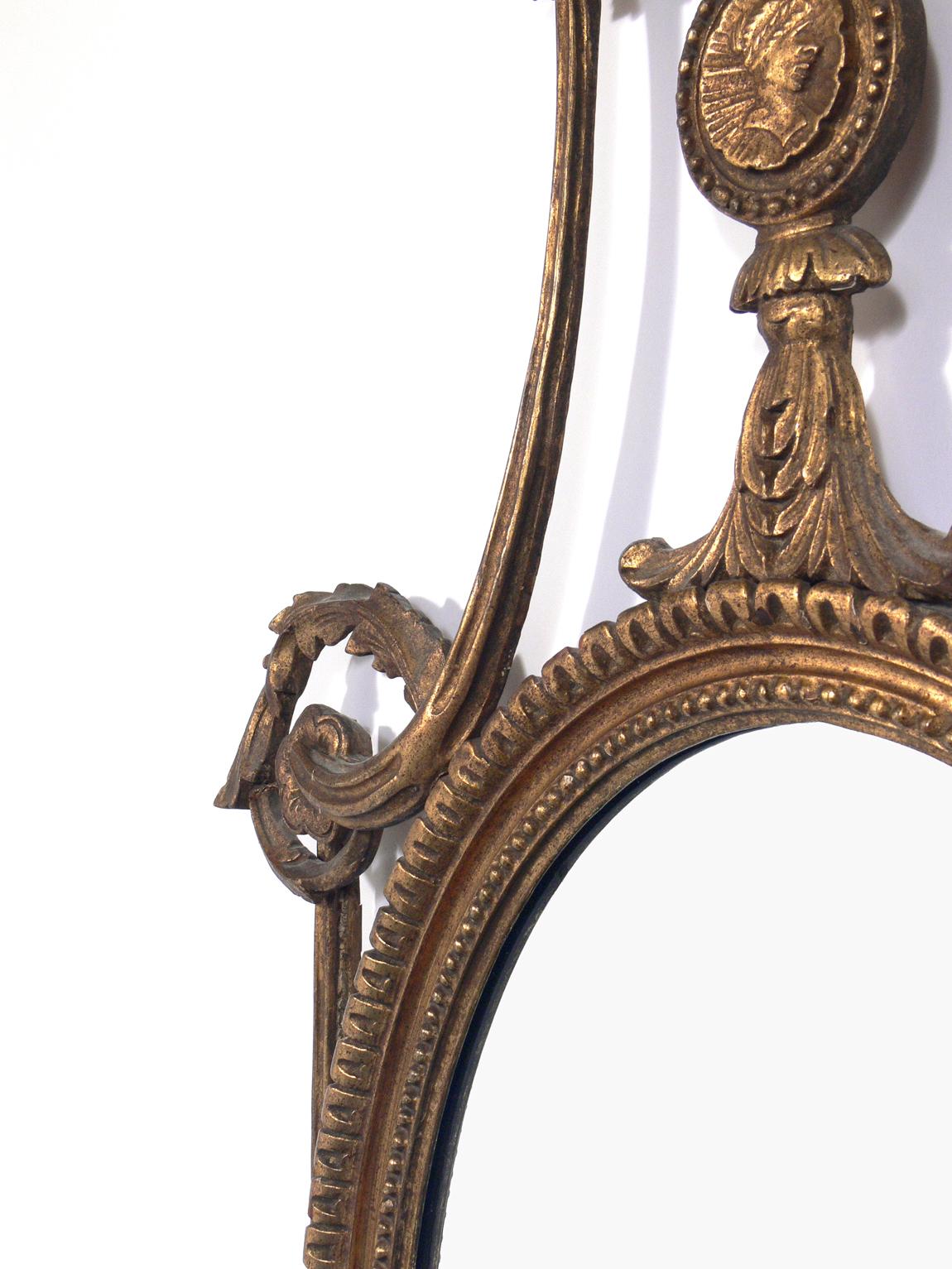 Adam Style Pair of Ornate 1940s Gilt Mirrors