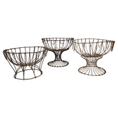 Three Ornate 19th Century French Wire Bakery Baskets