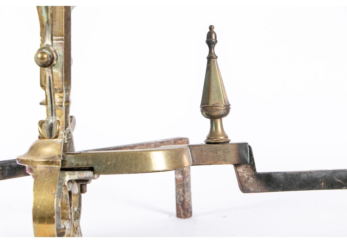 Pair Of Ornate Aesthetic Movement Brass Andirons 1