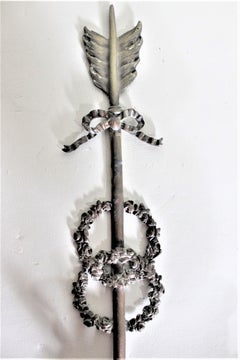 Pair of Ornate Antique Cast Bronze Wall Sconces / Candle Holders with Bird Motif