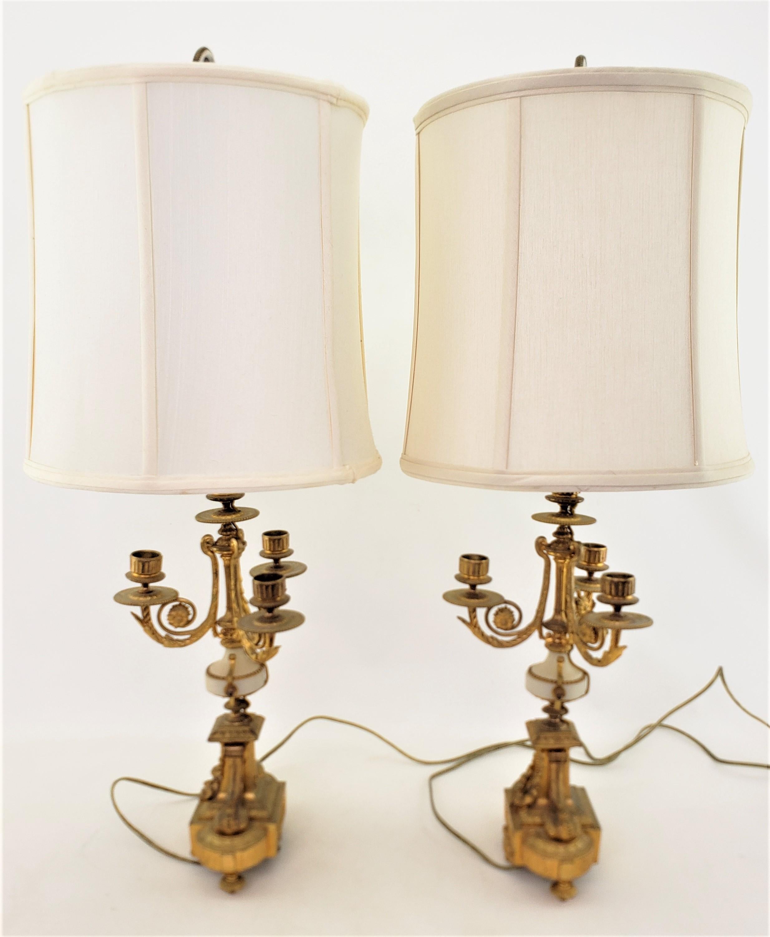 Pair of Ornate Antique French Gilt Bronze Converted Candelabra Table Lamps For Sale 2