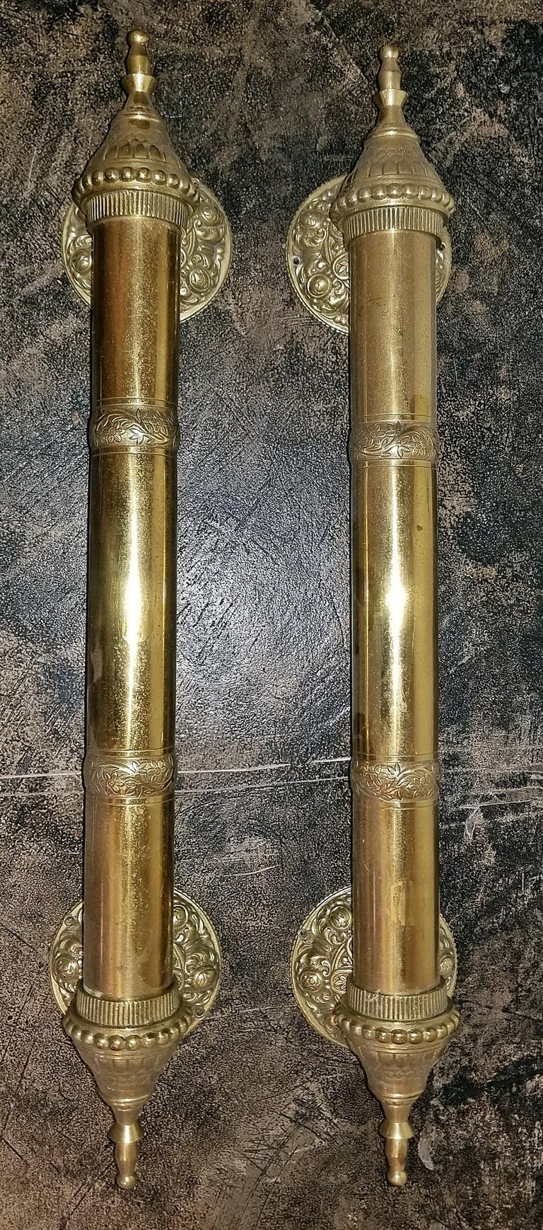 Pair of Ornate Brass Door Handles or Pulls at 1stDibs