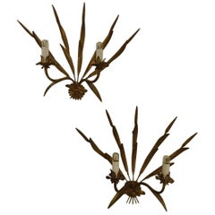 Pair of Ornate Brass French Wall Lamps