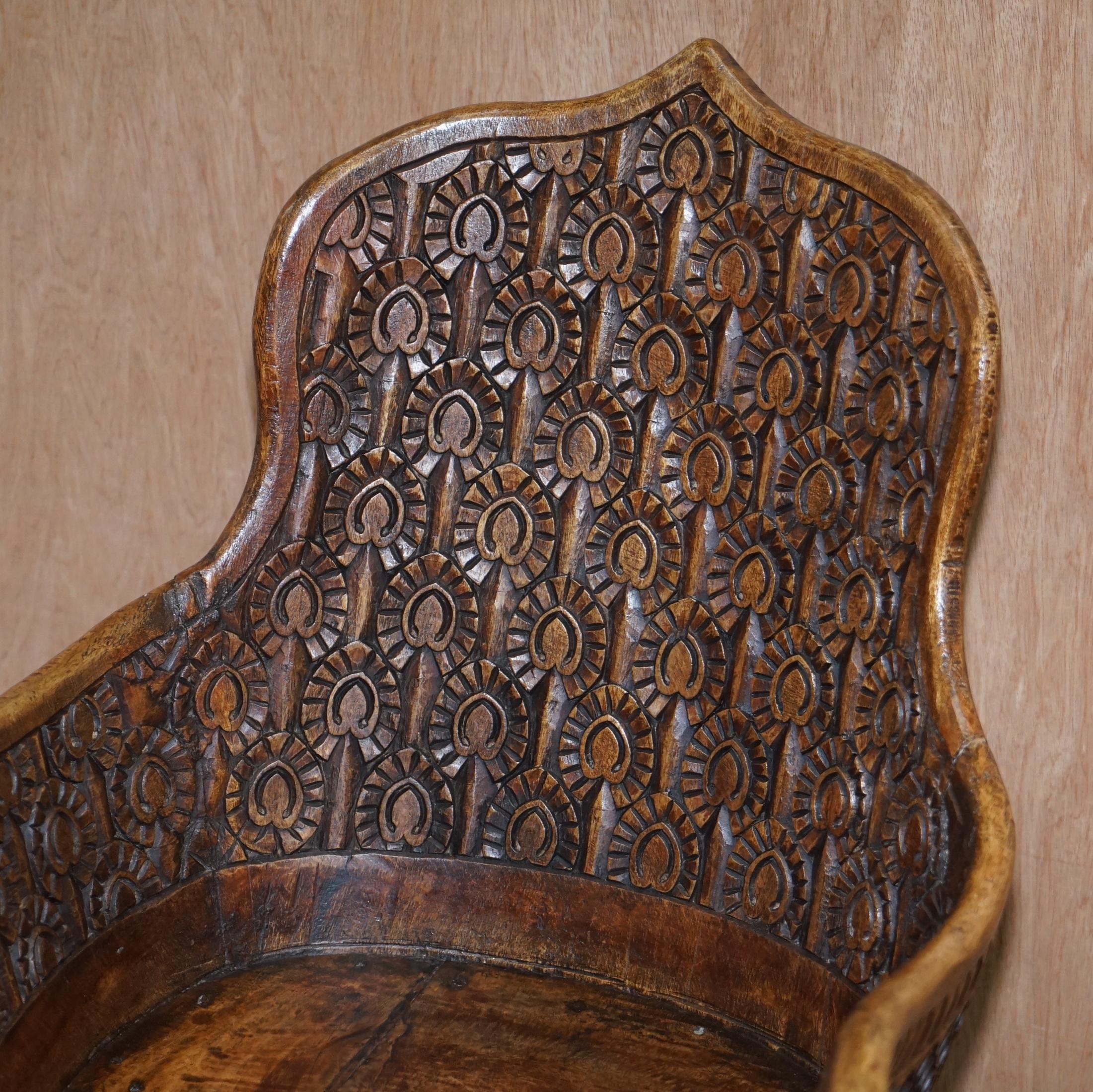 Hand-Carved Pair of Ornate Burmese Anglo Indian Hand Carved circa 1880 Peacock Armchairs For Sale