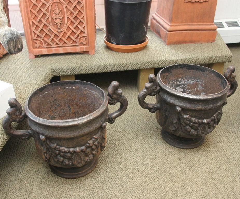 Swedish Pair of Ornate Cast Iron Urns For Sale