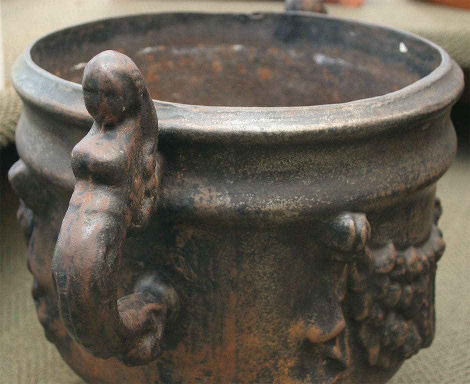 Pair of Ornate Cast Iron Urns For Sale 1