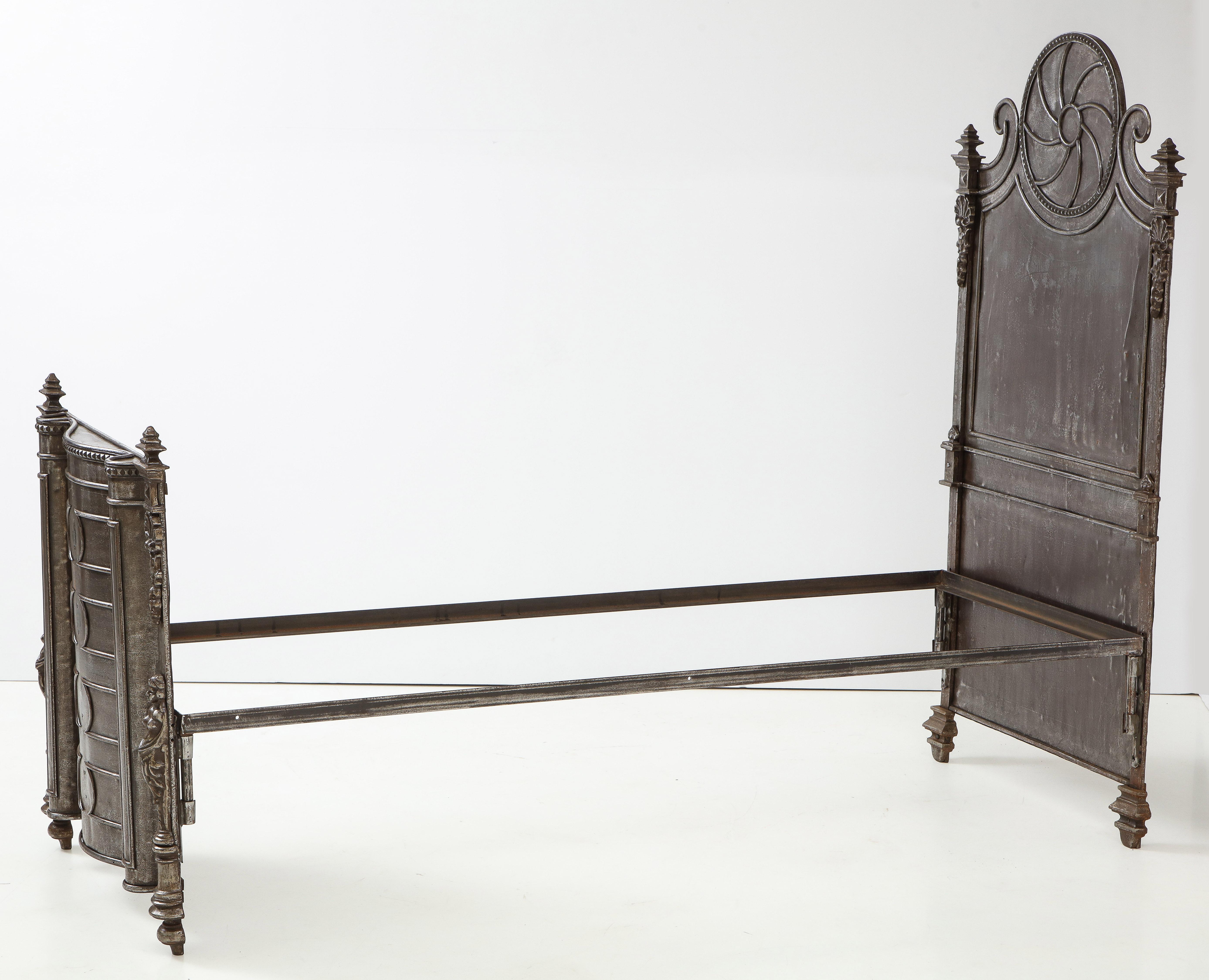Pair of Ornate Cast Steel Campaign Beds For Sale 5