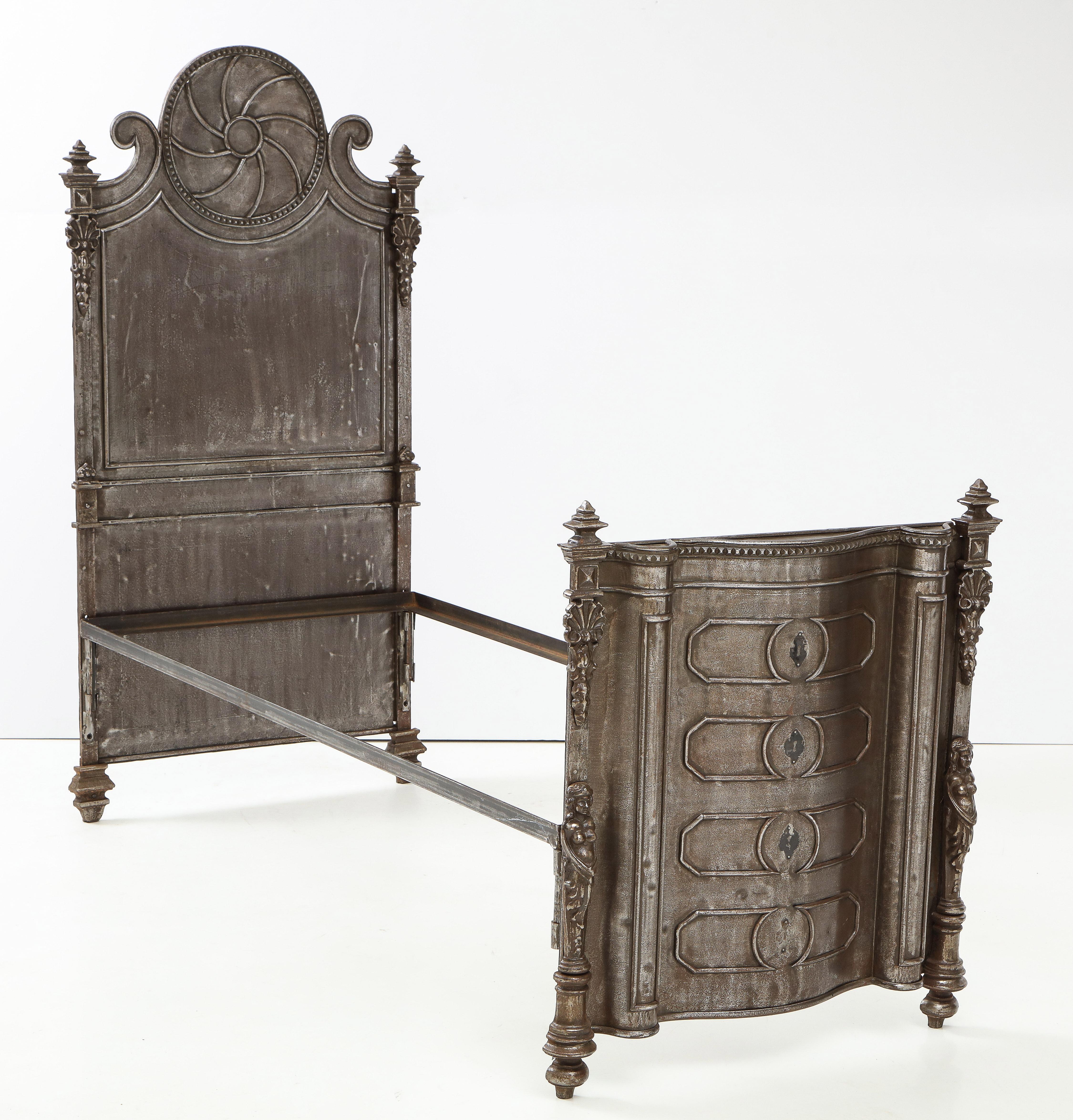 Pair of Ornate Cast Steel Campaign Beds For Sale 13