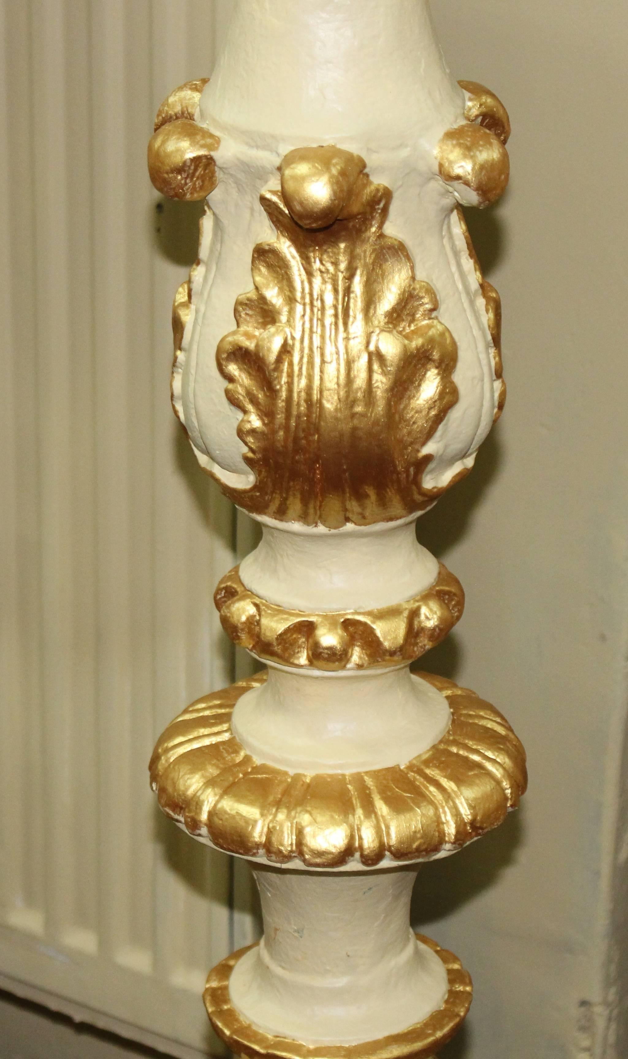 20th Century Pair of Ornate Cream & Gilt Decorative Pedestals