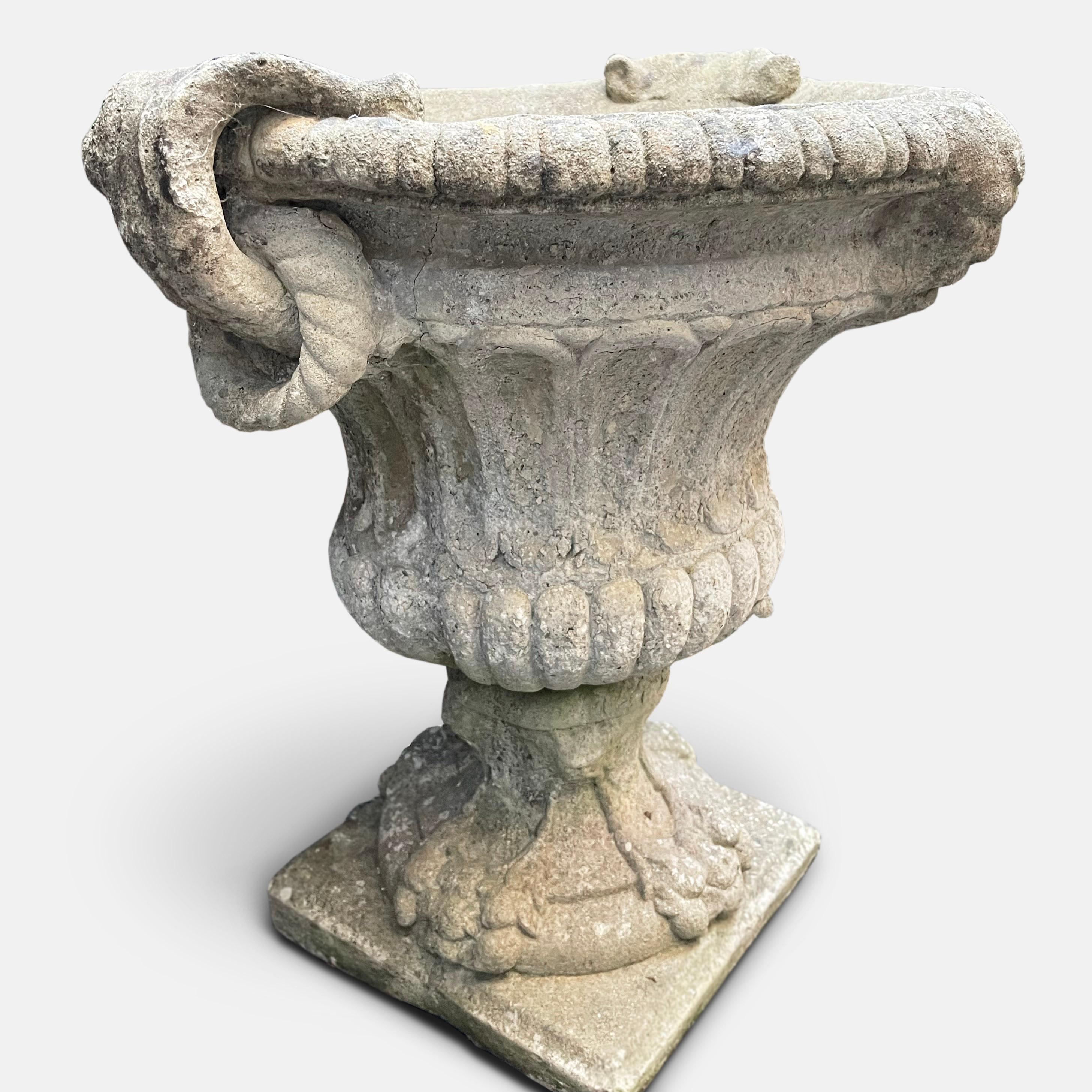 Neoclassical Pair of Large Early 20th Century Campana Urn Planters For Sale