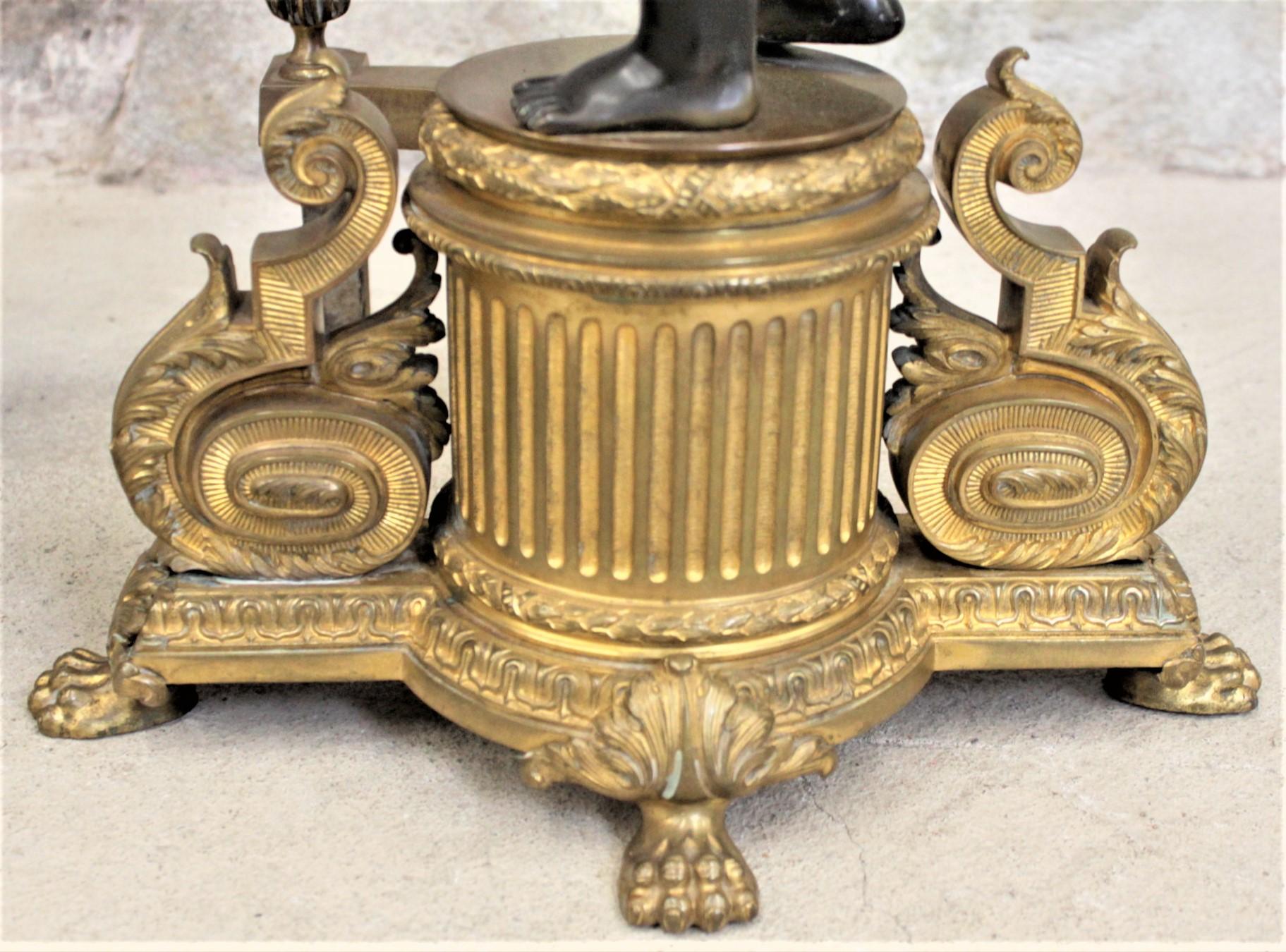 Pair of Ornate French Patinated and Gilt Bronze Figural Chenets or Andirons For Sale 10