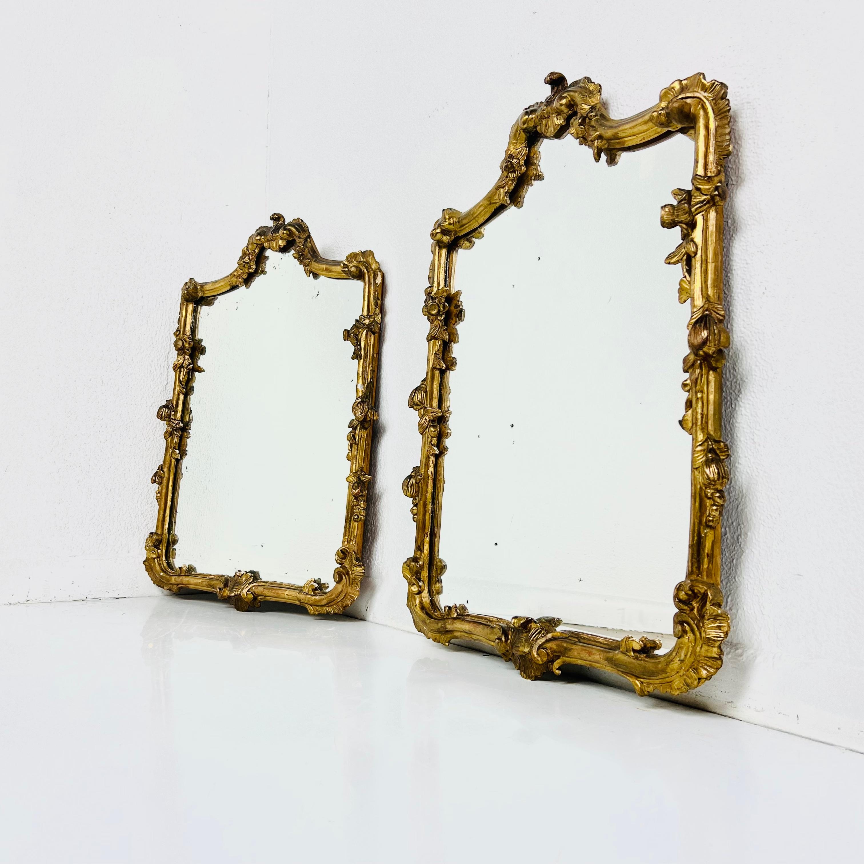 Pair of Ornate Gilded Plaster and Wood Wall Mirrors 7